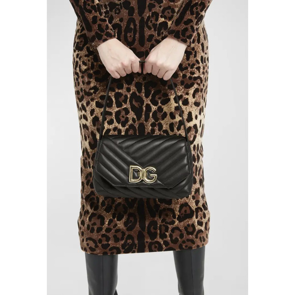 $2145 NWT DOLCE & GABBANA BLACK QUILTED LEATHER DG BAG PURSE! - Picture 5 of 13